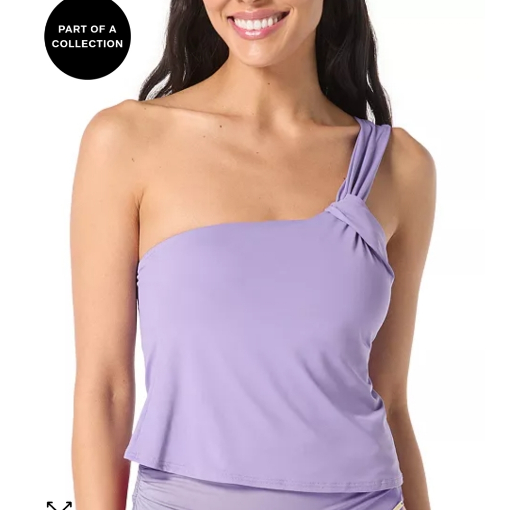 NWT Vince Camuto One-Shoulder Lavender Tankini Swim Top